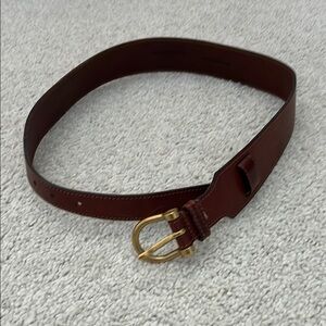 Brown Leather Belt with Gold Buckle